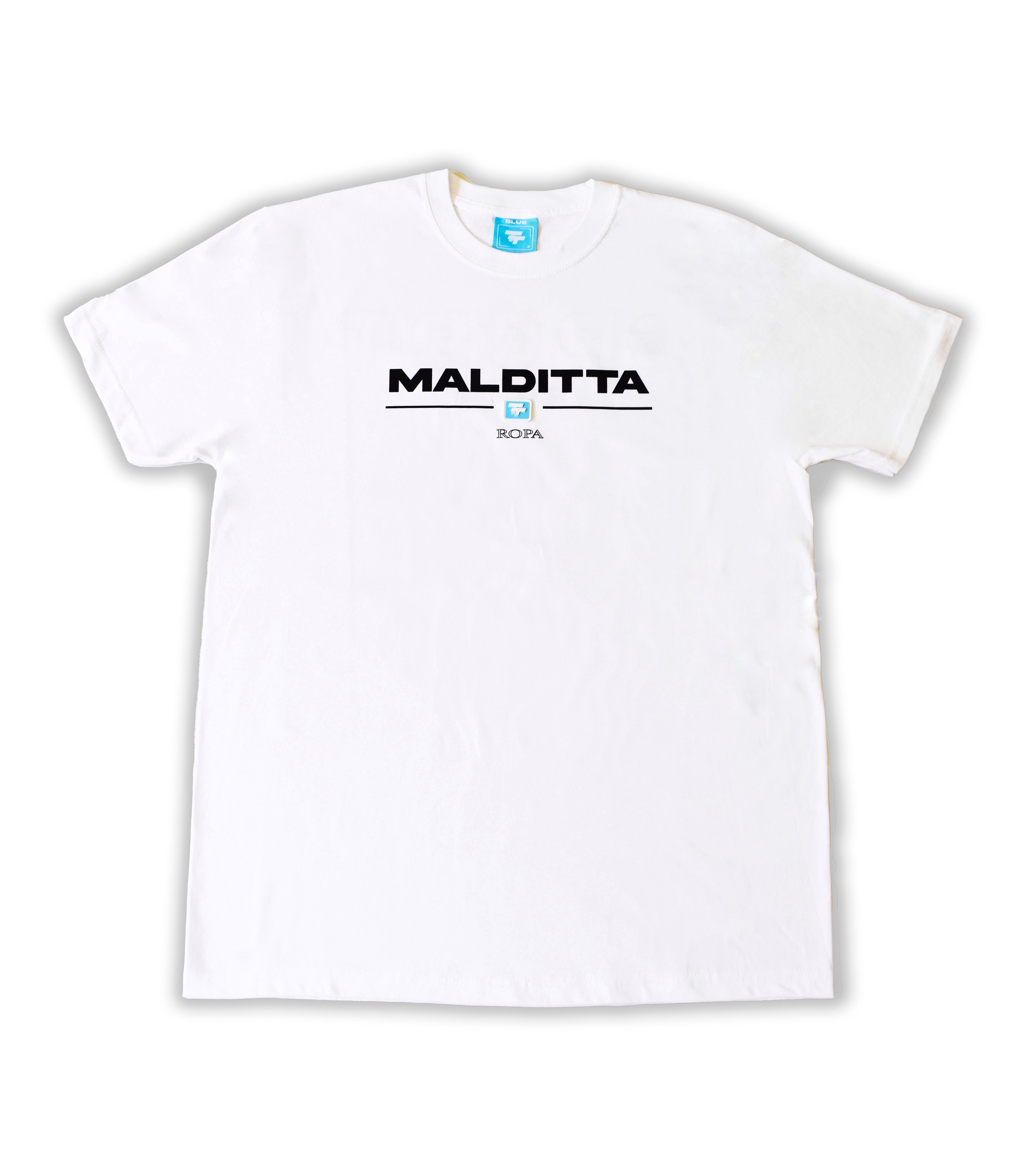 White SPORT Tee BLUE PATCH