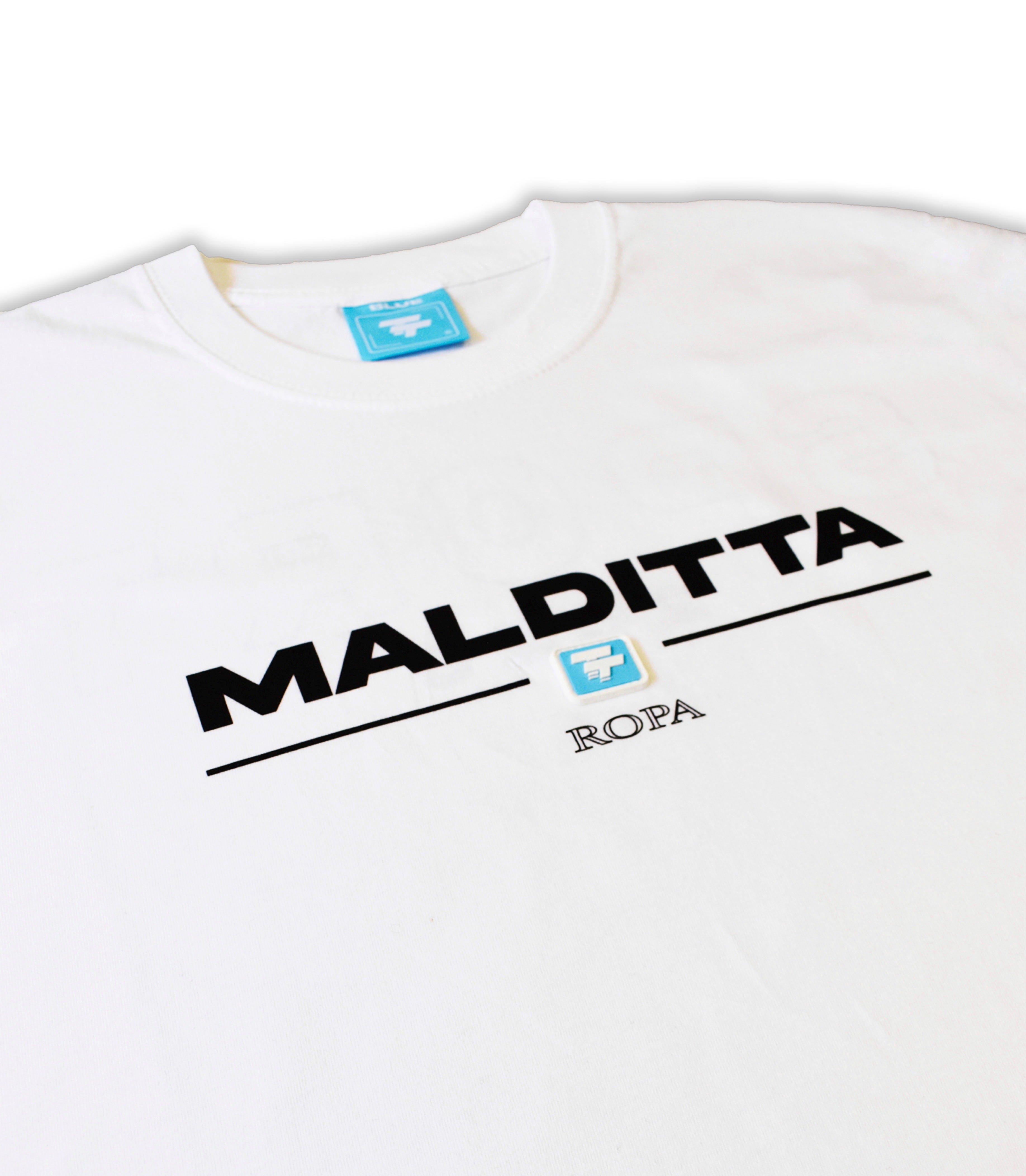 White SPORT Tee BLUE PATCH