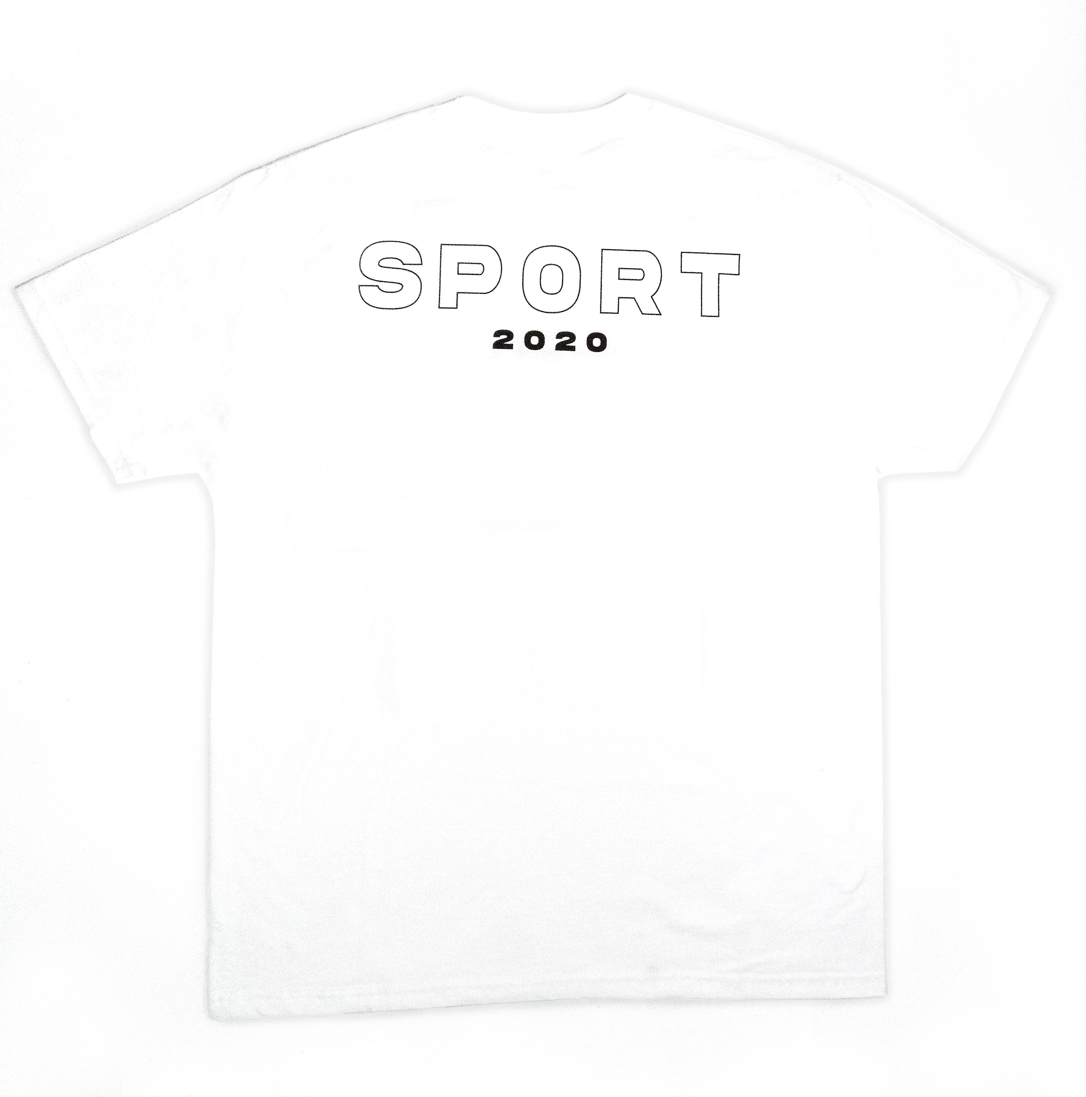 White SPORT Tee BLUE PATCH